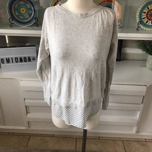 LOFT Sweaters - Loft gray small petite sweater peek-a-boo fabric